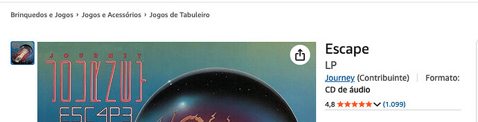 A imagem exibe a capa do álbum "Escape" da banda Journey, destacando a arte com um design futurista e detalhes de uma esfera em um espaço cósmico. (Legendado por IA)